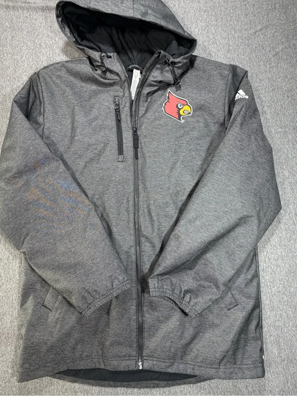 Adidas Louisville Cardinals Climaproof Men’s Small Heather Gray Winter Jacket